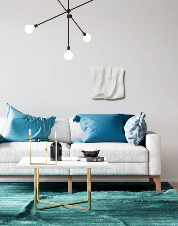 Textured Art Cumulus Cloud on a white wall in an elegant living room