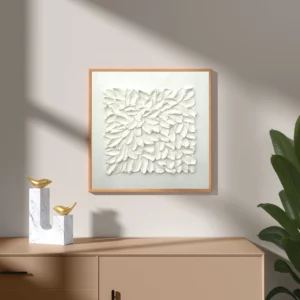 Textured Art Imagine the color of your favorite flower wooden framed on a beige wall over a brown board